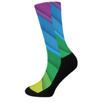 Rainbow Diagonal Lines Pattern Print Crew Socks