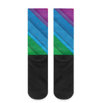 Rainbow Diagonal Lines Pattern Print Crew Socks