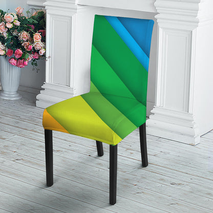 Rainbow Diagonal Lines Pattern Print Dining Chair Slipcover