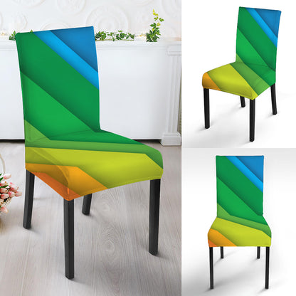 Rainbow Diagonal Lines Pattern Print Dining Chair Slipcover