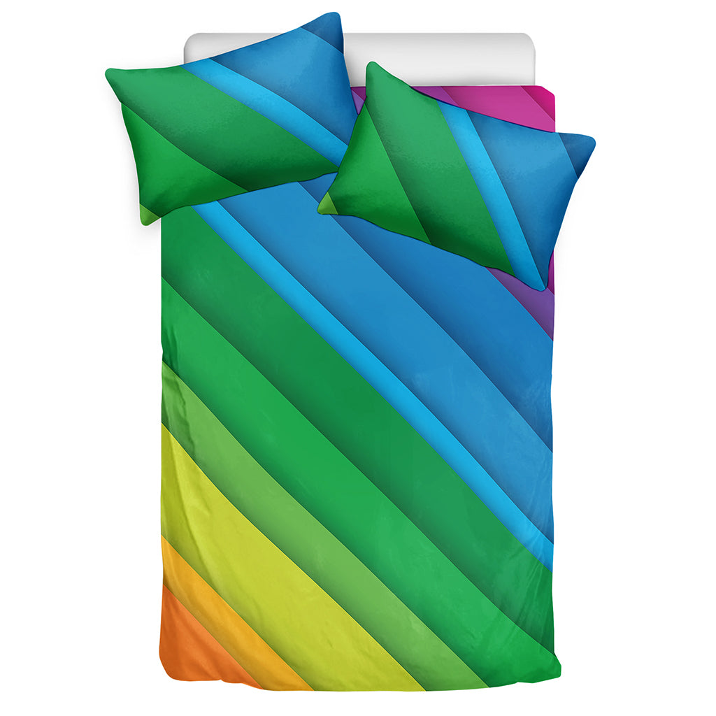 Rainbow Diagonal Lines Pattern Print Duvet Cover Bedding Set