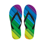 Rainbow Diagonal Lines Pattern Print Flip Flops