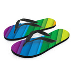 Rainbow Diagonal Lines Pattern Print Flip Flops