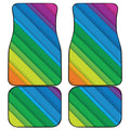 Rainbow Diagonal Lines Pattern Print Front and Back Car Floor Mats