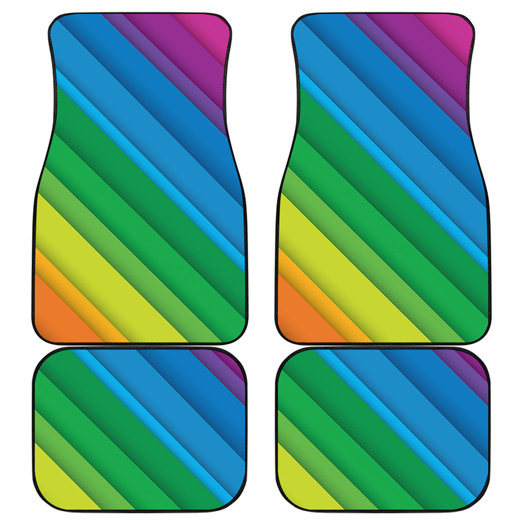 Rainbow Diagonal Lines Pattern Print Front and Back Car Floor Mats