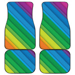 Rainbow Diagonal Lines Pattern Print Front and Back Car Floor Mats