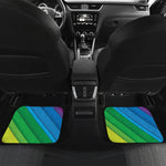 Rainbow Diagonal Lines Pattern Print Front and Back Car Floor Mats