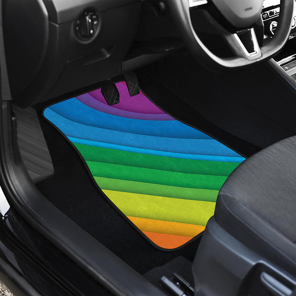 Rainbow Diagonal Lines Pattern Print Front and Back Car Floor Mats