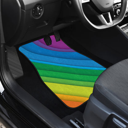 Rainbow Diagonal Lines Pattern Print Front and Back Car Floor Mats
