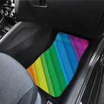 Rainbow Diagonal Lines Pattern Print Front and Back Car Floor Mats