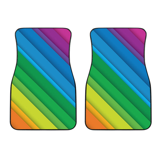 Rainbow Diagonal Lines Pattern Print Front Car Floor Mats