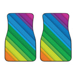 Rainbow Diagonal Lines Pattern Print Front Car Floor Mats