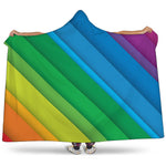 Rainbow Diagonal Lines Pattern Print Hooded Blanket