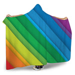 Rainbow Diagonal Lines Pattern Print Hooded Blanket
