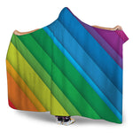 Rainbow Diagonal Lines Pattern Print Hooded Blanket