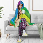 Rainbow Diagonal Lines Pattern Print Hooded Blanket