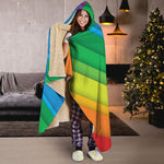 Rainbow Diagonal Lines Pattern Print Hooded Blanket