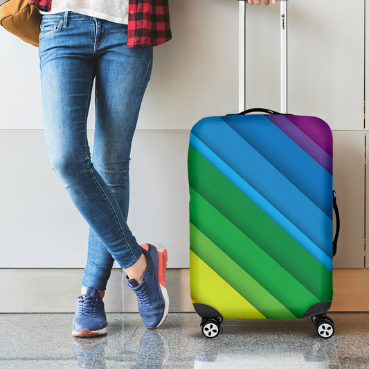 Rainbow Diagonal Lines Pattern Print Luggage Cover