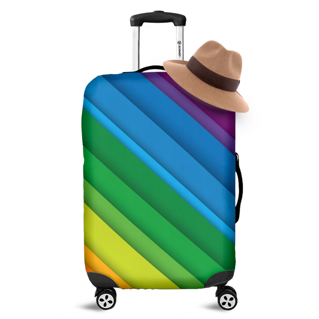 Rainbow Diagonal Lines Pattern Print Luggage Cover