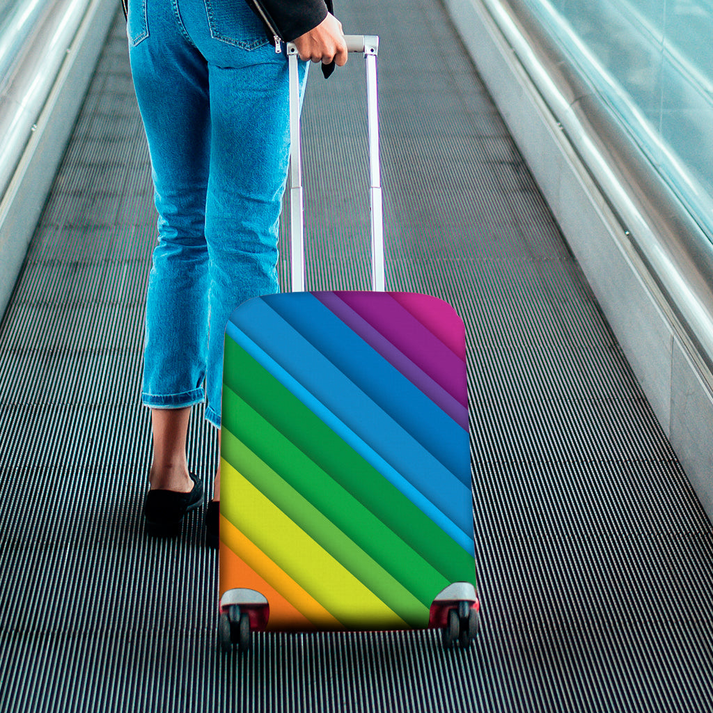 Rainbow Diagonal Lines Pattern Print Luggage Cover