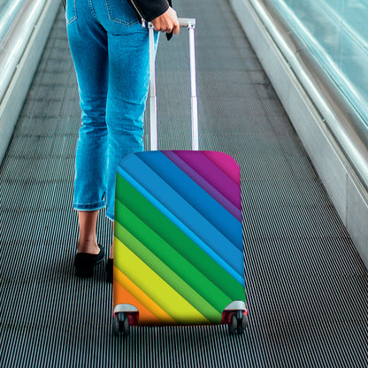 Rainbow Diagonal Lines Pattern Print Luggage Cover
