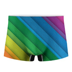 Rainbow Diagonal Lines Pattern Print Men's Boxer Briefs