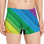 Rainbow Diagonal Lines Pattern Print Men's Boxer Briefs