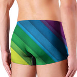 Rainbow Diagonal Lines Pattern Print Men's Boxer Briefs