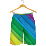 Rainbow Diagonal Lines Pattern Print Men's Shorts