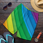 Rainbow Diagonal Lines Pattern Print Men's Shorts
