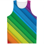 Rainbow Diagonal Lines Pattern Print Men's Tank Top