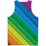 Rainbow Diagonal Lines Pattern Print Men's Tank Top