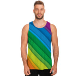 Rainbow Diagonal Lines Pattern Print Men's Tank Top