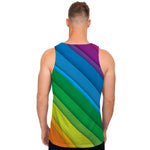 Rainbow Diagonal Lines Pattern Print Men's Tank Top