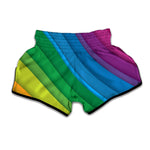 Rainbow Diagonal Lines Pattern Print Muay Thai Boxing Shorts