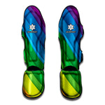 Rainbow Diagonal Lines Pattern Print Muay Thai Shin Guard