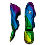 Rainbow Diagonal Lines Pattern Print Muay Thai Shin Guard