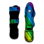Rainbow Diagonal Lines Pattern Print Muay Thai Shin Guard