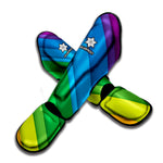 Rainbow Diagonal Lines Pattern Print Muay Thai Shin Guard