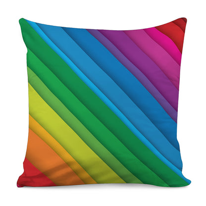 Rainbow Diagonal Lines Pattern Print Pillow Cover