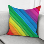 Rainbow Diagonal Lines Pattern Print Pillow Cover