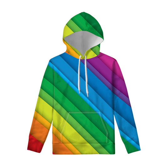 Rainbow Diagonal Lines Pattern Print Pullover Hoodie