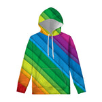 Rainbow Diagonal Lines Pattern Print Pullover Hoodie