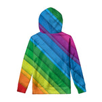 Rainbow Diagonal Lines Pattern Print Pullover Hoodie
