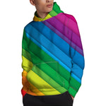 Rainbow Diagonal Lines Pattern Print Pullover Hoodie