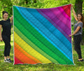 Rainbow Diagonal Lines Pattern Print Quilt