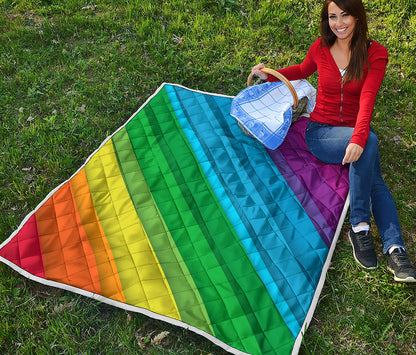 Rainbow Diagonal Lines Pattern Print Quilt