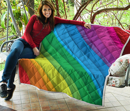 Rainbow Diagonal Lines Pattern Print Quilt