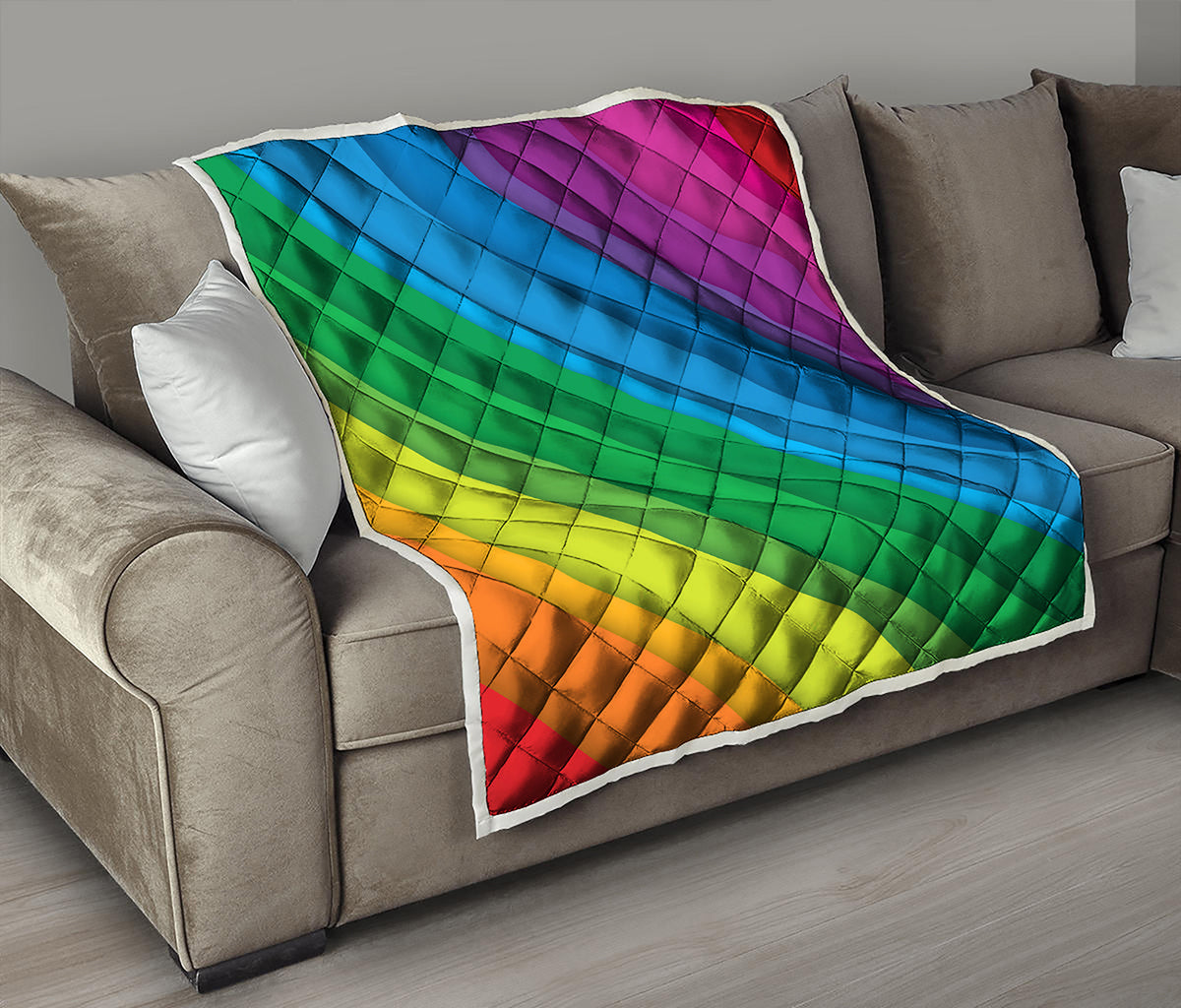 Rainbow Diagonal Lines Pattern Print Quilt