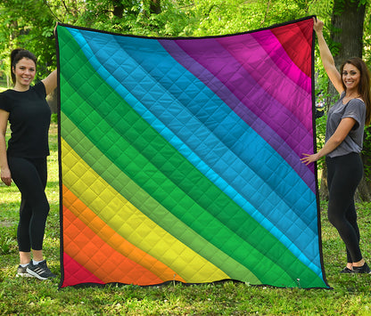 Rainbow Diagonal Lines Pattern Print Quilt